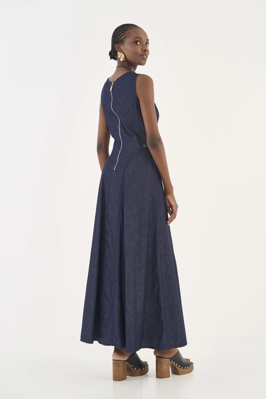 Vestido Jeans Longo Acinturado Índigo