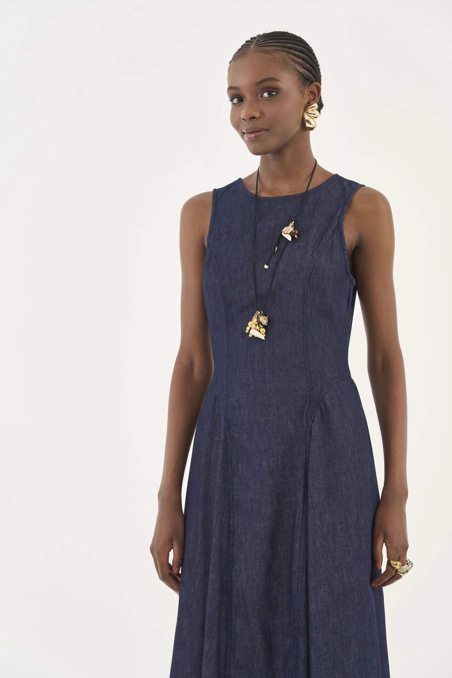 Vestido Jeans Longo Acinturado Índigo
