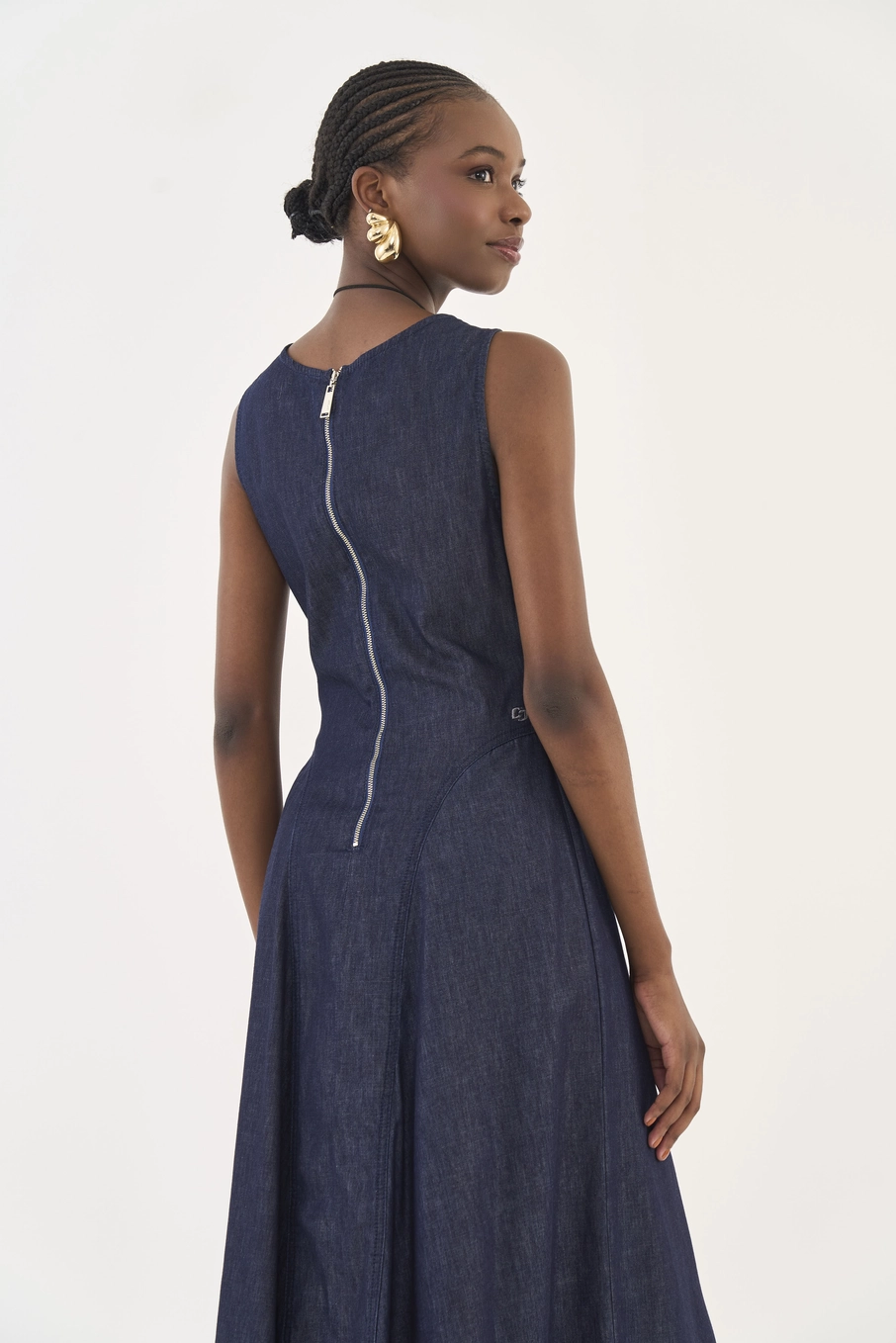 Vestido Jeans Longo Acinturado Índigo