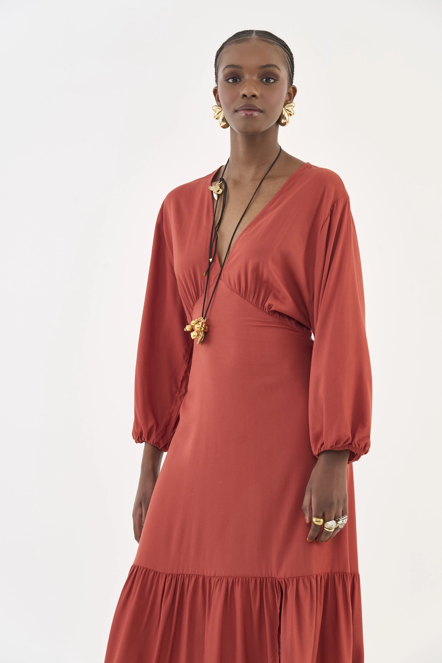 Vestido Comfort Midi Marrom
