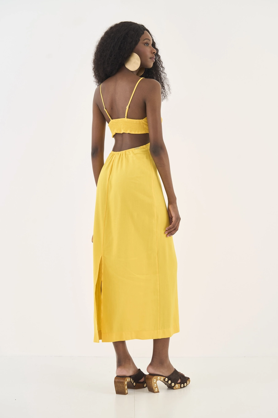 Vestido Midi Cut Out Amarelo