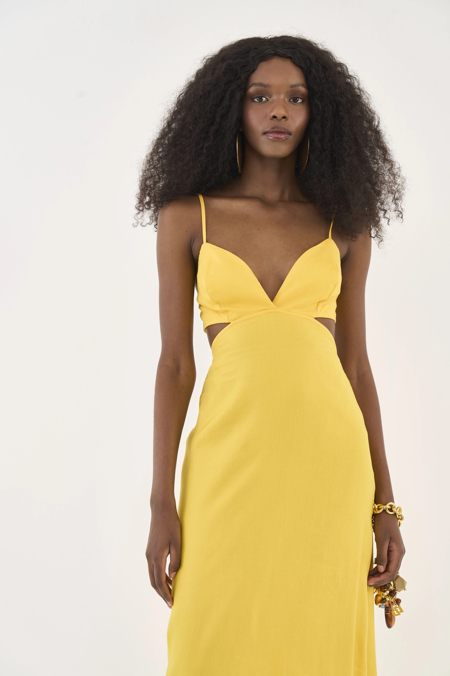 Vestido Midi Cut Out Amarelo