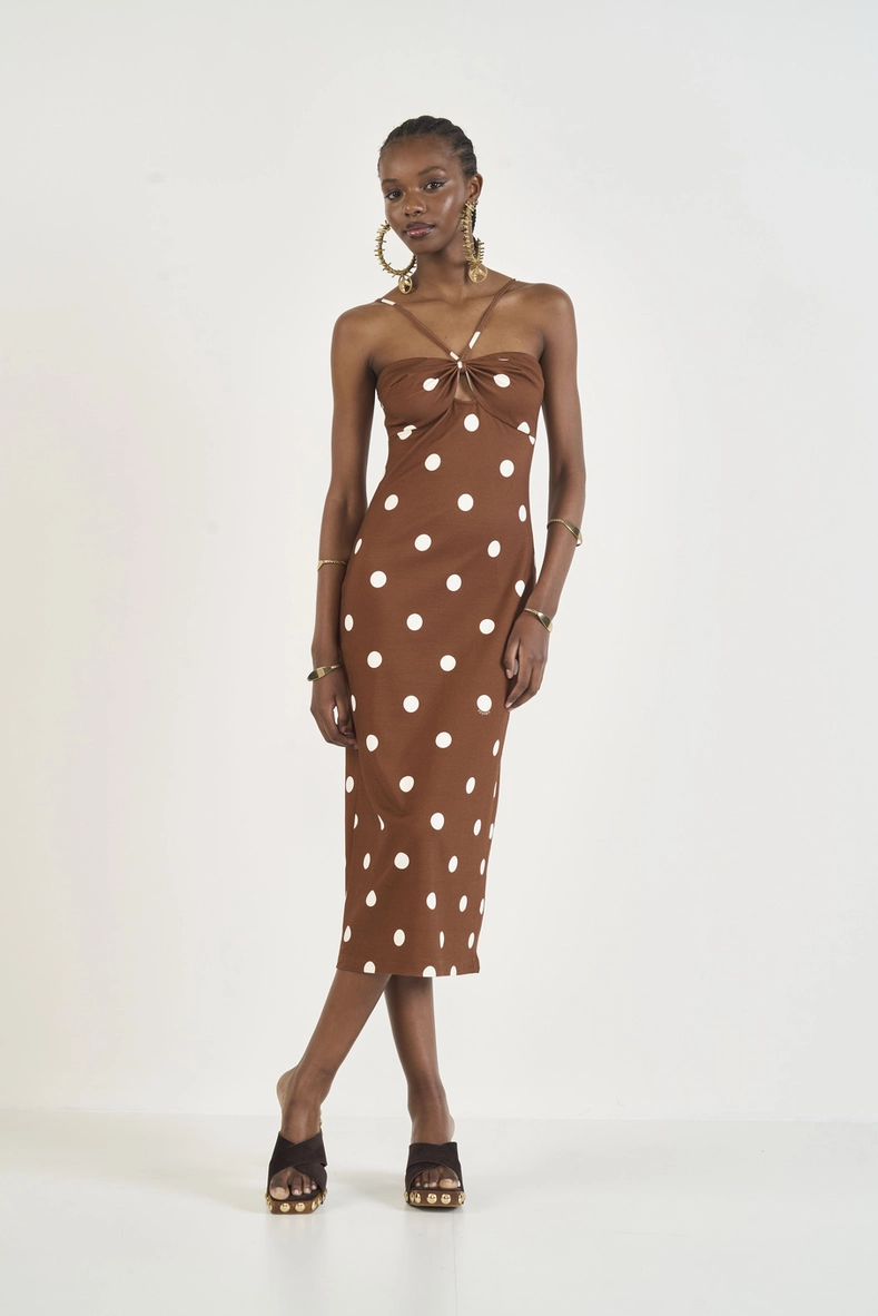 Vestido Midi Estampa Poá