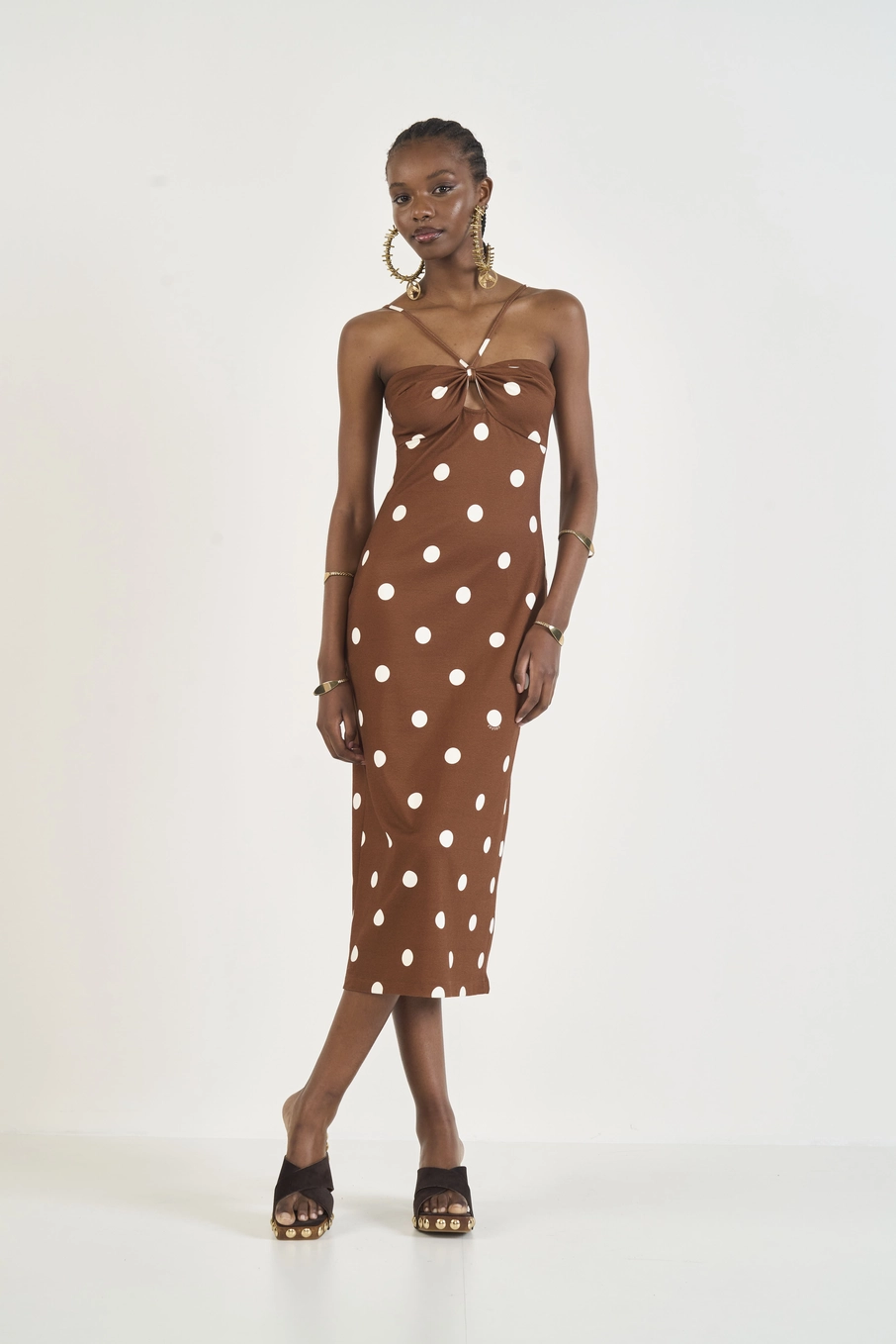Vestido Midi Estampa Poá Estampados
