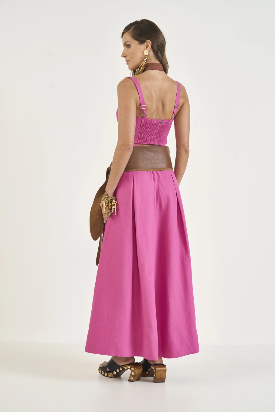 Top Cropped Estruturado Rosa