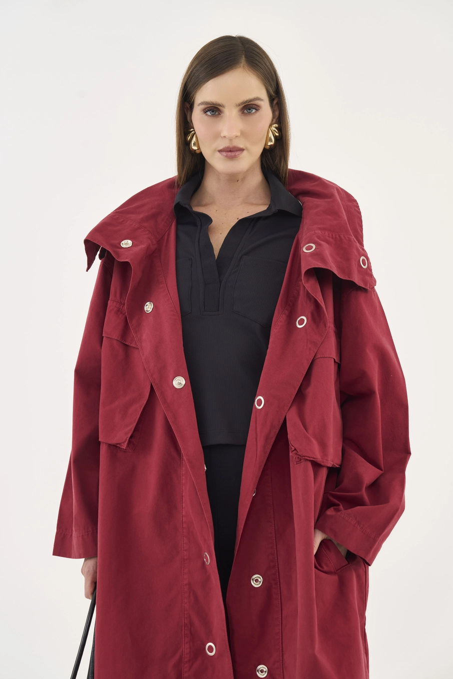 Casaco Alfaiataria Loose Max Alongado Vermelho