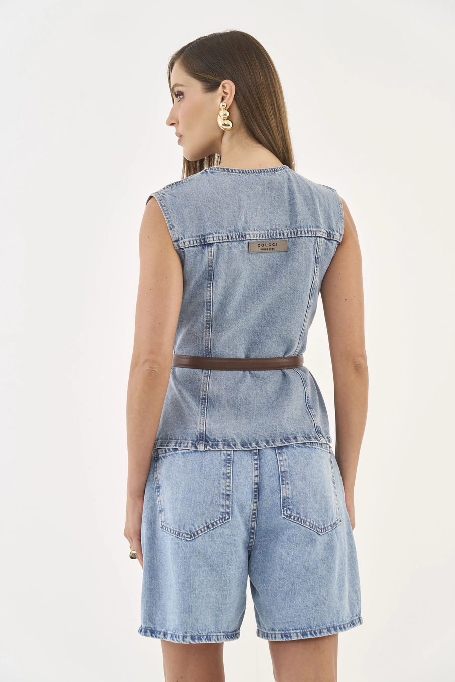 Colete Jeans Acinturado Índigo