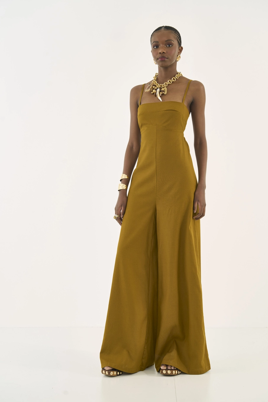 Macacão Wide Leg Comfort Marrom