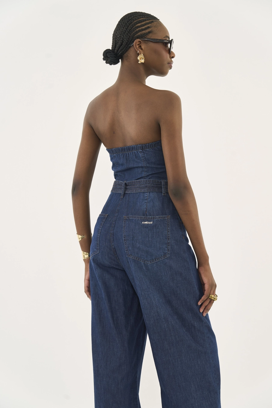 Macacão Jeans Tomara Que Caia Com Cinto Índigo