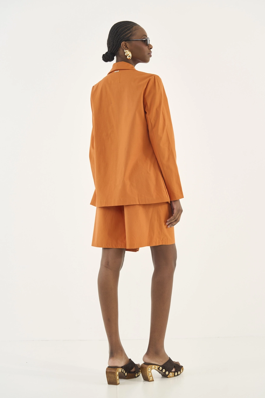 Blazer Reto Em Alfaiataria Laranja