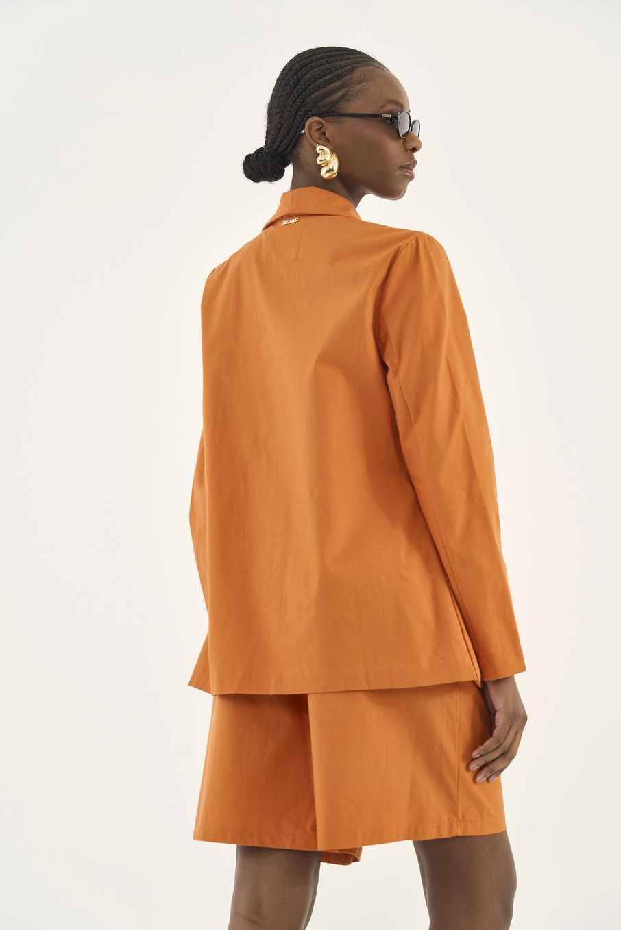 Blazer Reto Em Alfaiataria Laranja