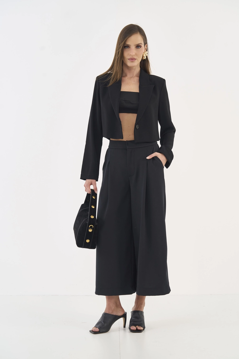 Blazer Encurtado Alfaiataria Preto
