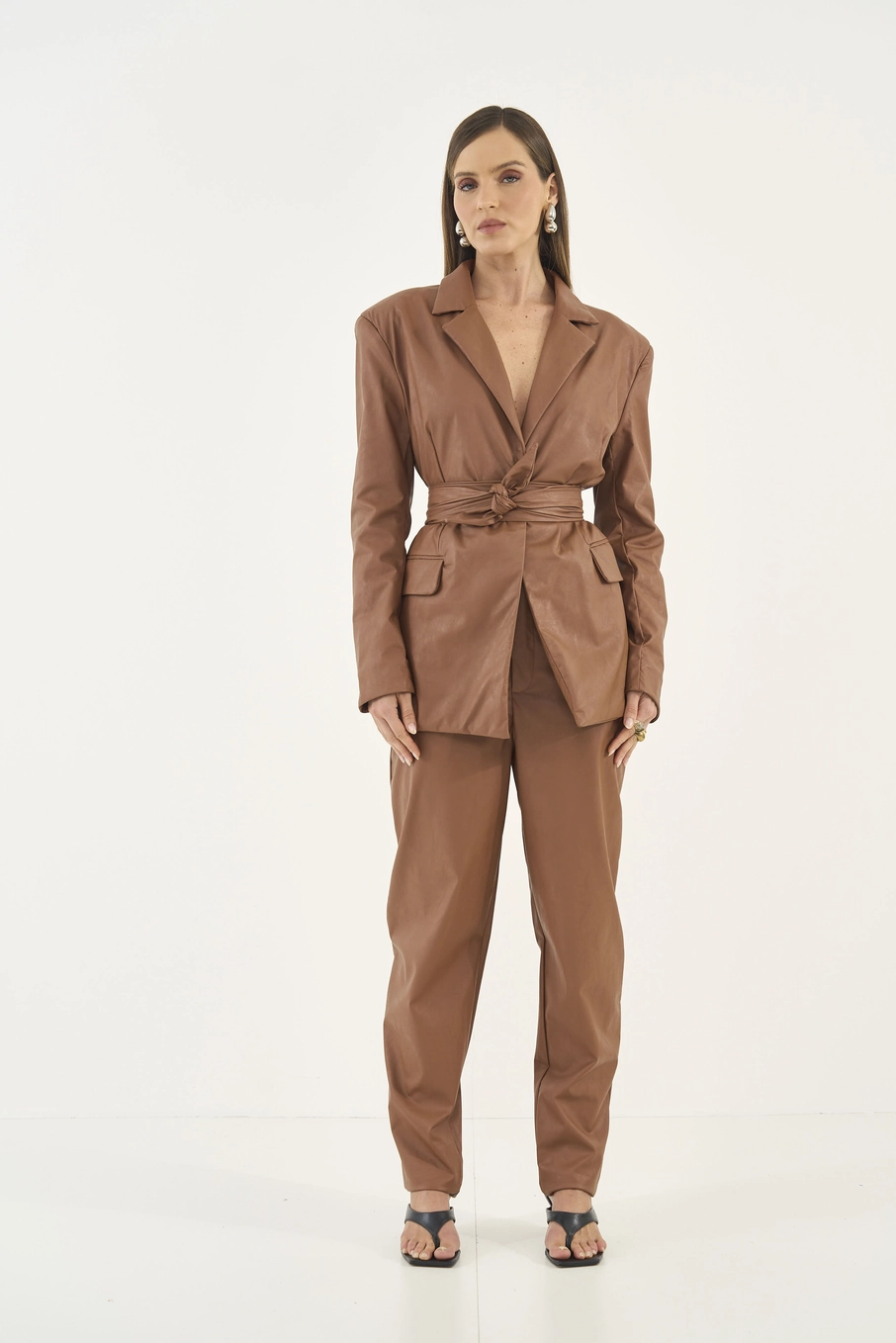 Blazer Tecido Plano 1 Feminino Colcci Marrom