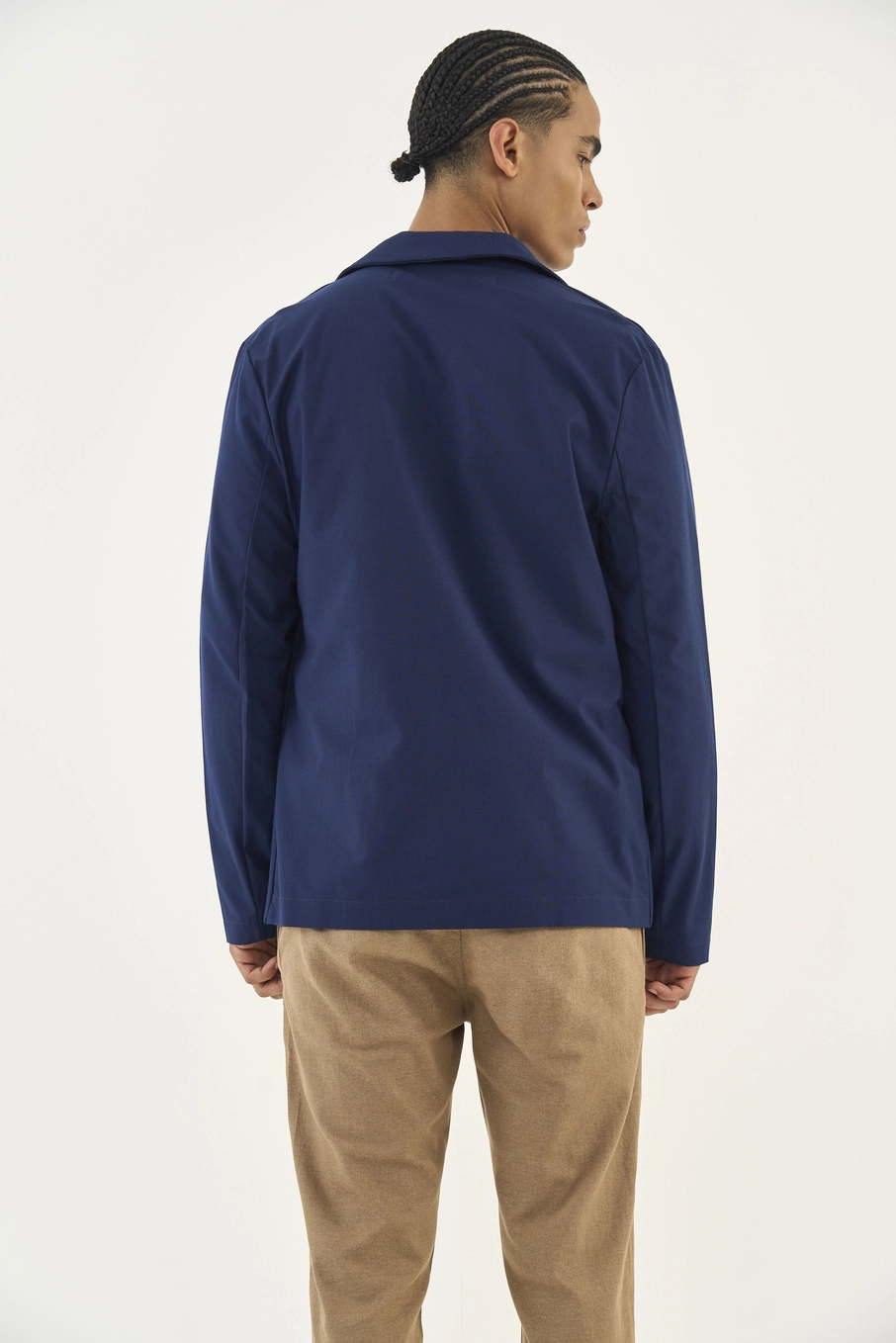 Blazer Reto Em Alfaiataria Azul