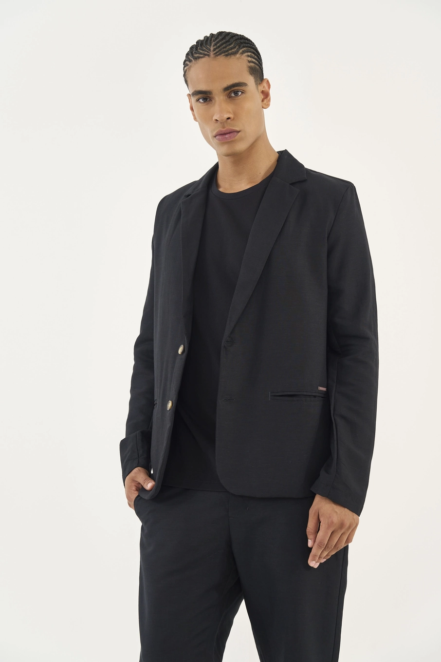 Blazer Alfaiataria Masculino Com Linho Preto