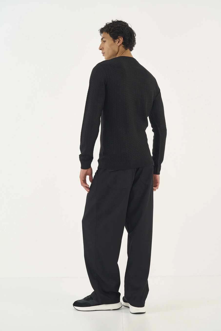 Suéter Em Tricô Masculino Texturizado Preto