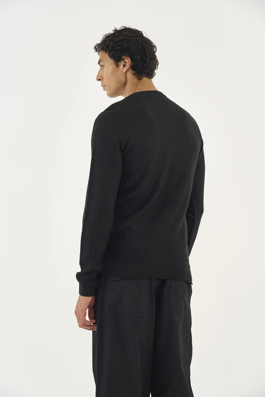 Suéter Em Tricô Masculino Texturizado Preto