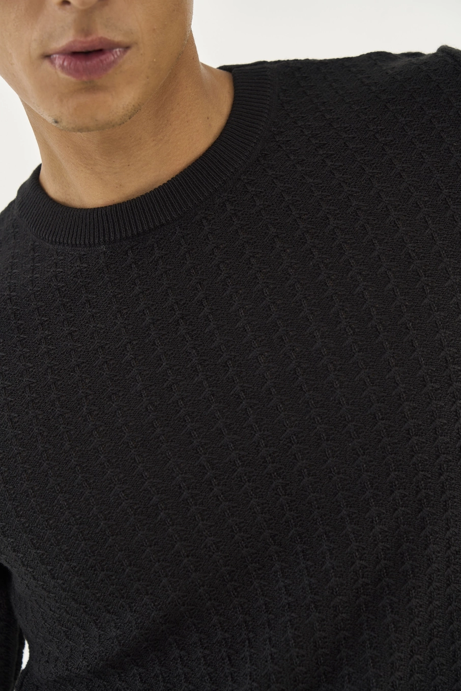 Suéter Em Tricô Masculino Texturizado Preto