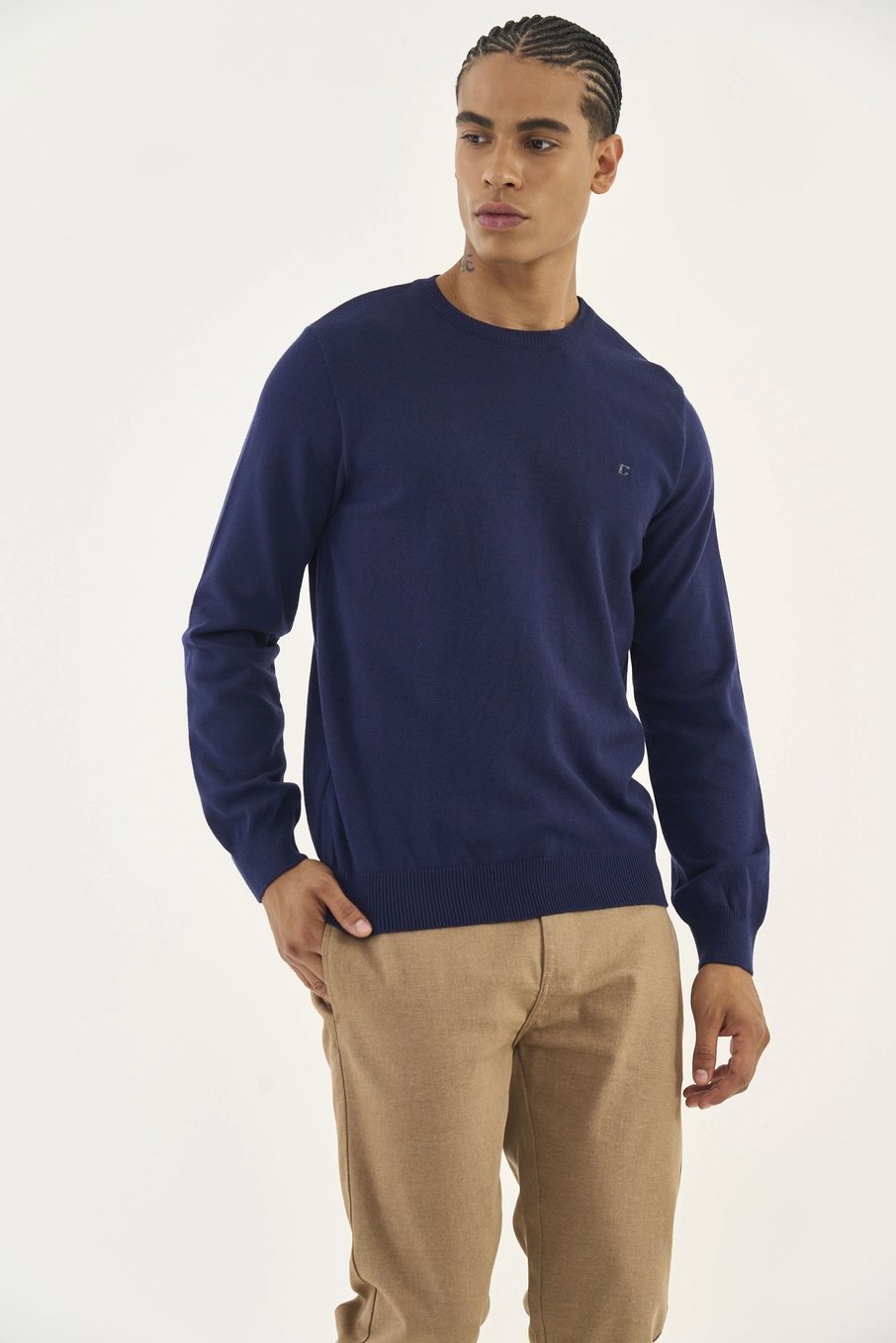 Suéter Masculino Em Tricô Azul