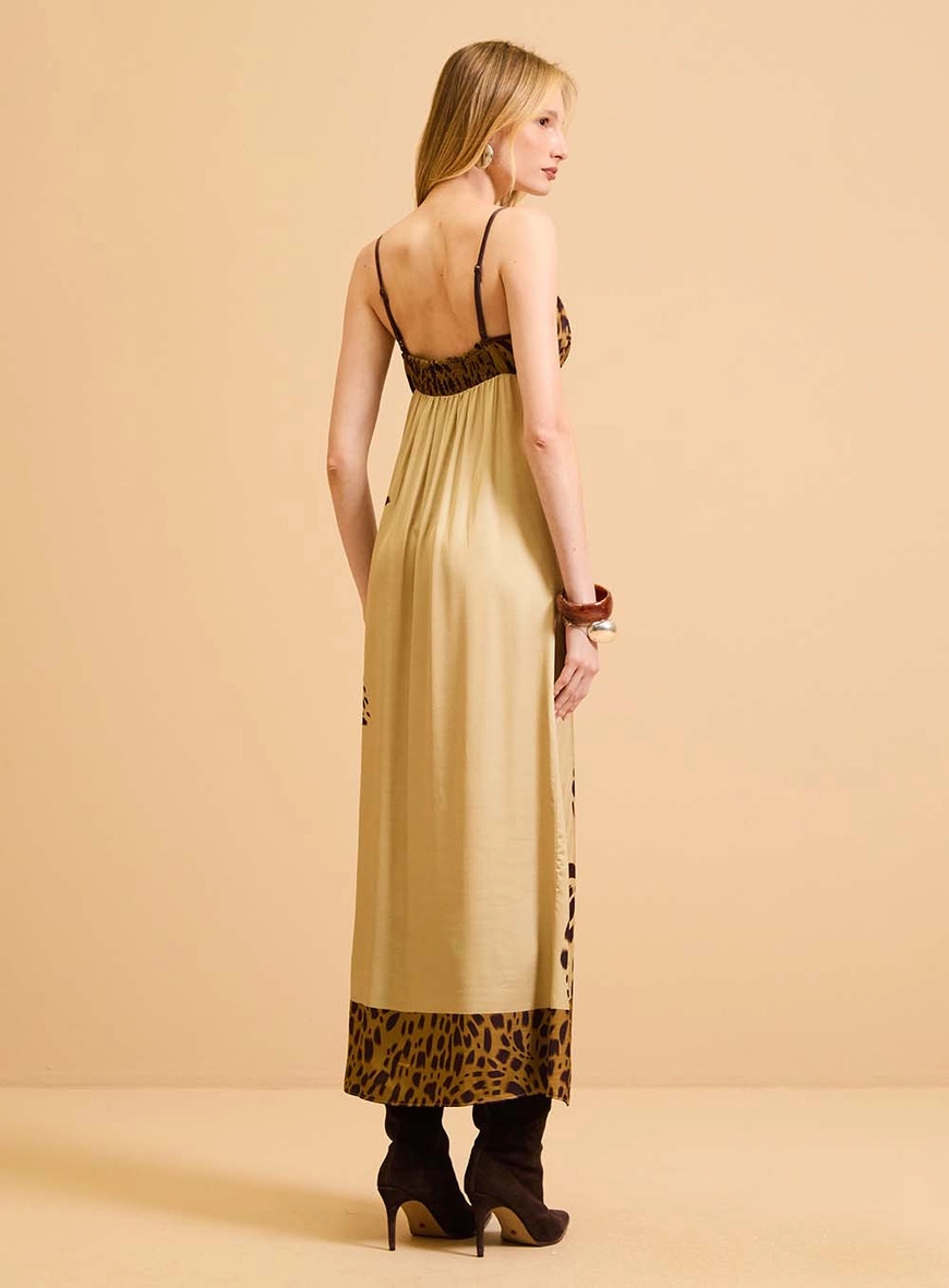 Vestido Midi Slip Orquídea Noir Estampados