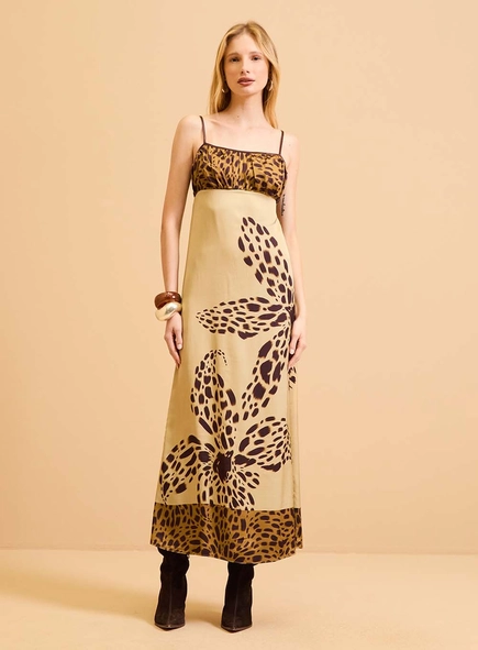 Vestido Midi Slip Orquídea Noir