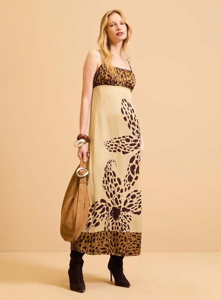 Vestido Midi Slip Orquídea Noir