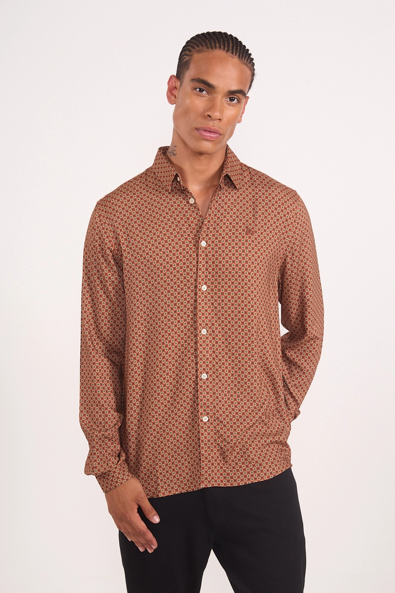 Camisa Slim Estampada Manga Longa