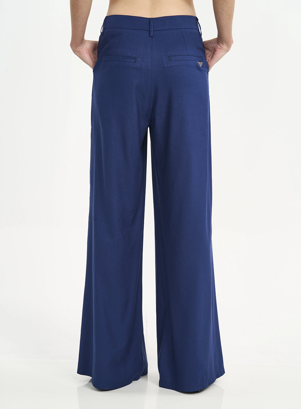 Calça Feminina Pantalona Com Transpasse Azul