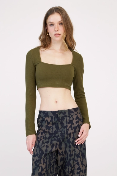 Top Slim Texturizado Manga Longa