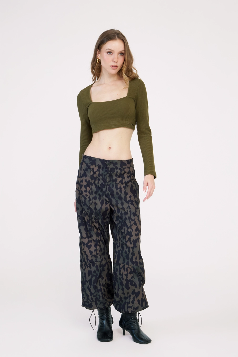 Top Slim Texturizado Manga Longa Verde 3