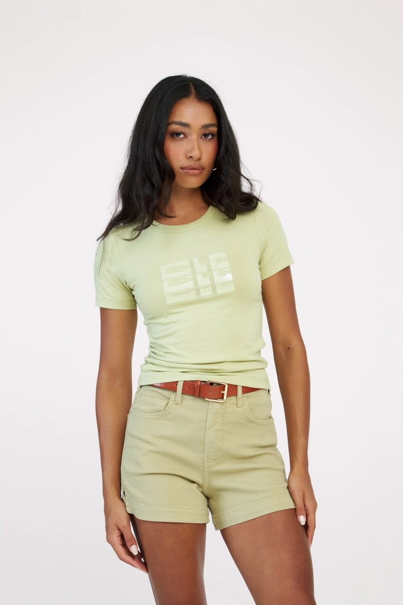Camiseta Feminina Baby Look Com Estampa Verde 3
