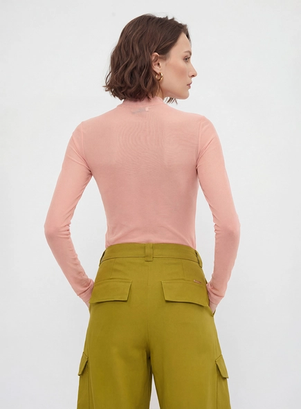 Blusa Tule Slim Manga Longa