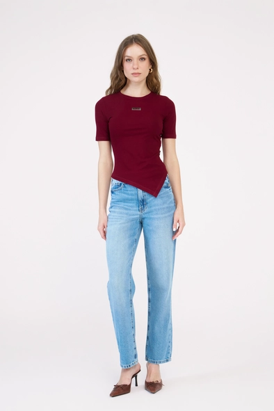 Blusa Slim Canelada Assimétrica