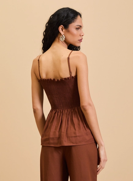 Blusa Ajustada Com Lastex De Alças Finas
