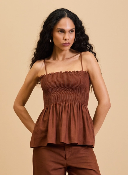 Blusa Ajustada Com Lastex De Alças Finas