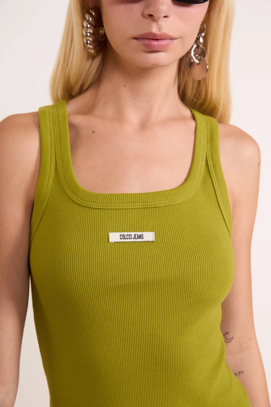 Vestido Midi Canelado Ajustado Verde