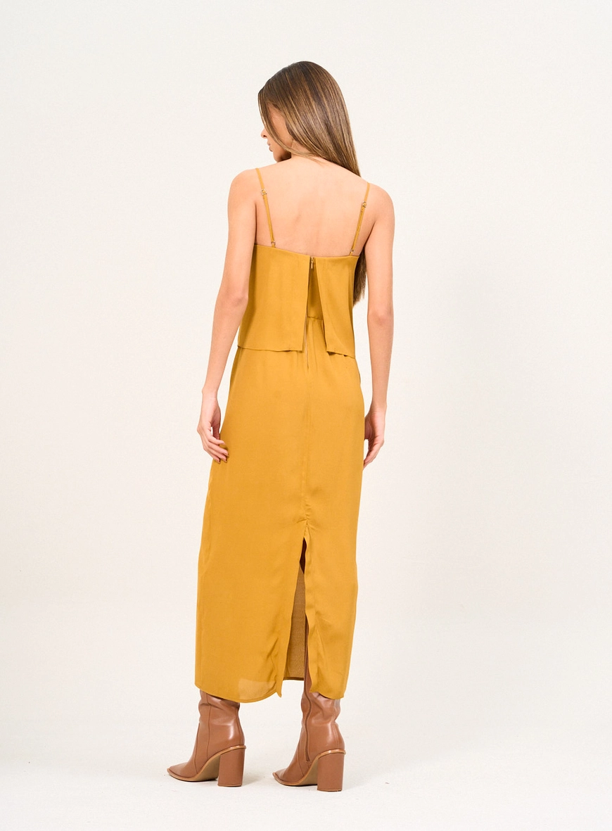 Vestido Longo De Alças Com Bordado Vazado Amarelo 2