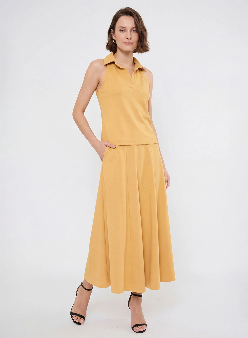 Saia Midi Circle Amarelo 3
