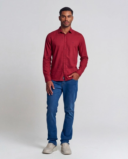 Camisa Slim Masculina Manga Longa