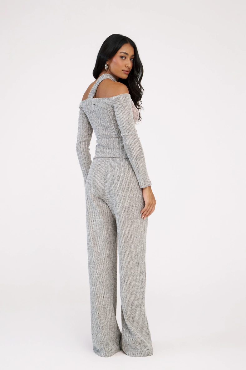 Calça Feminina Comfort Texturizada Cintura Média Bege 2