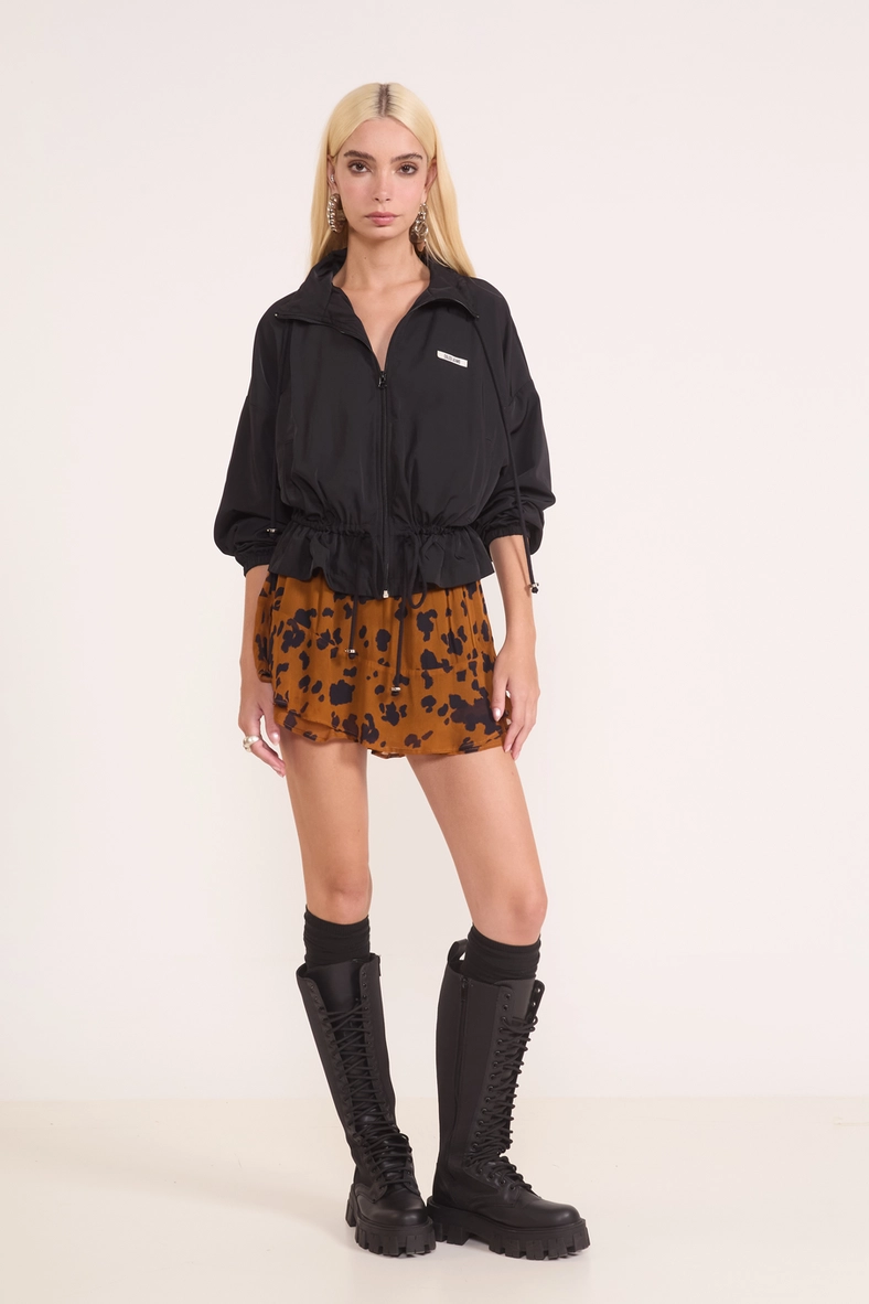 Short Saia Com Babados Animal Print