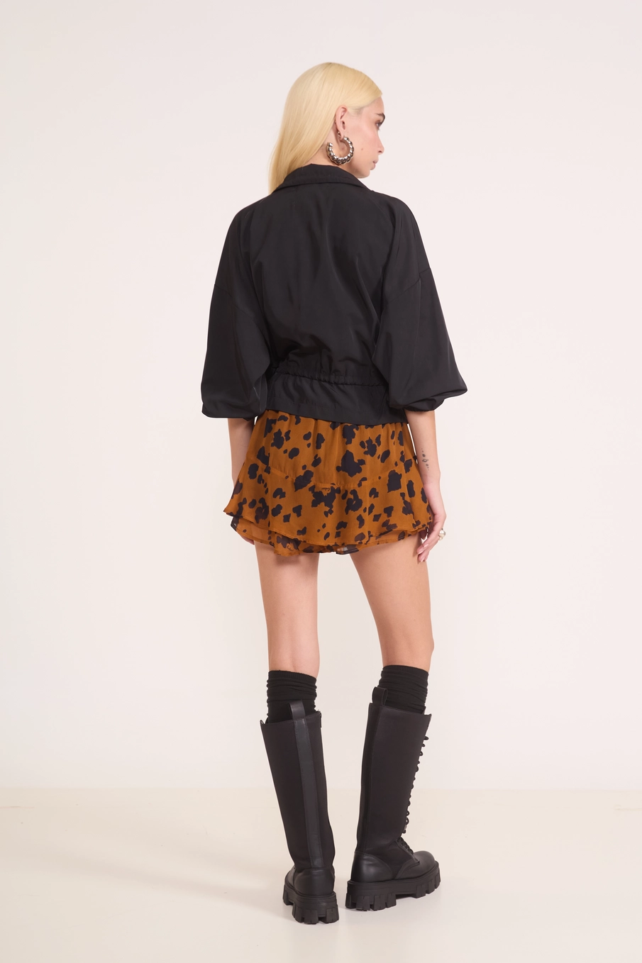 Short Saia Com Babados Animal Print Estampados