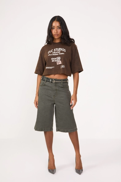 Bermuda Sarja Feminina Baggy