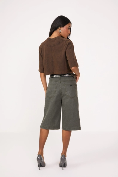 Bermuda Sarja Feminina Baggy