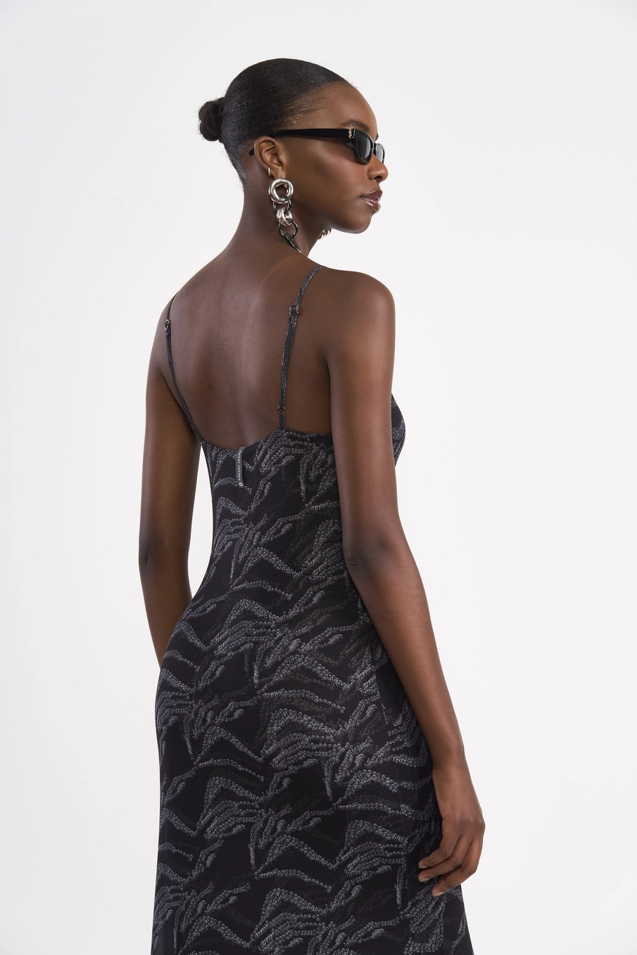 Vestido Longo Slip Em Tule Estampado Estampados