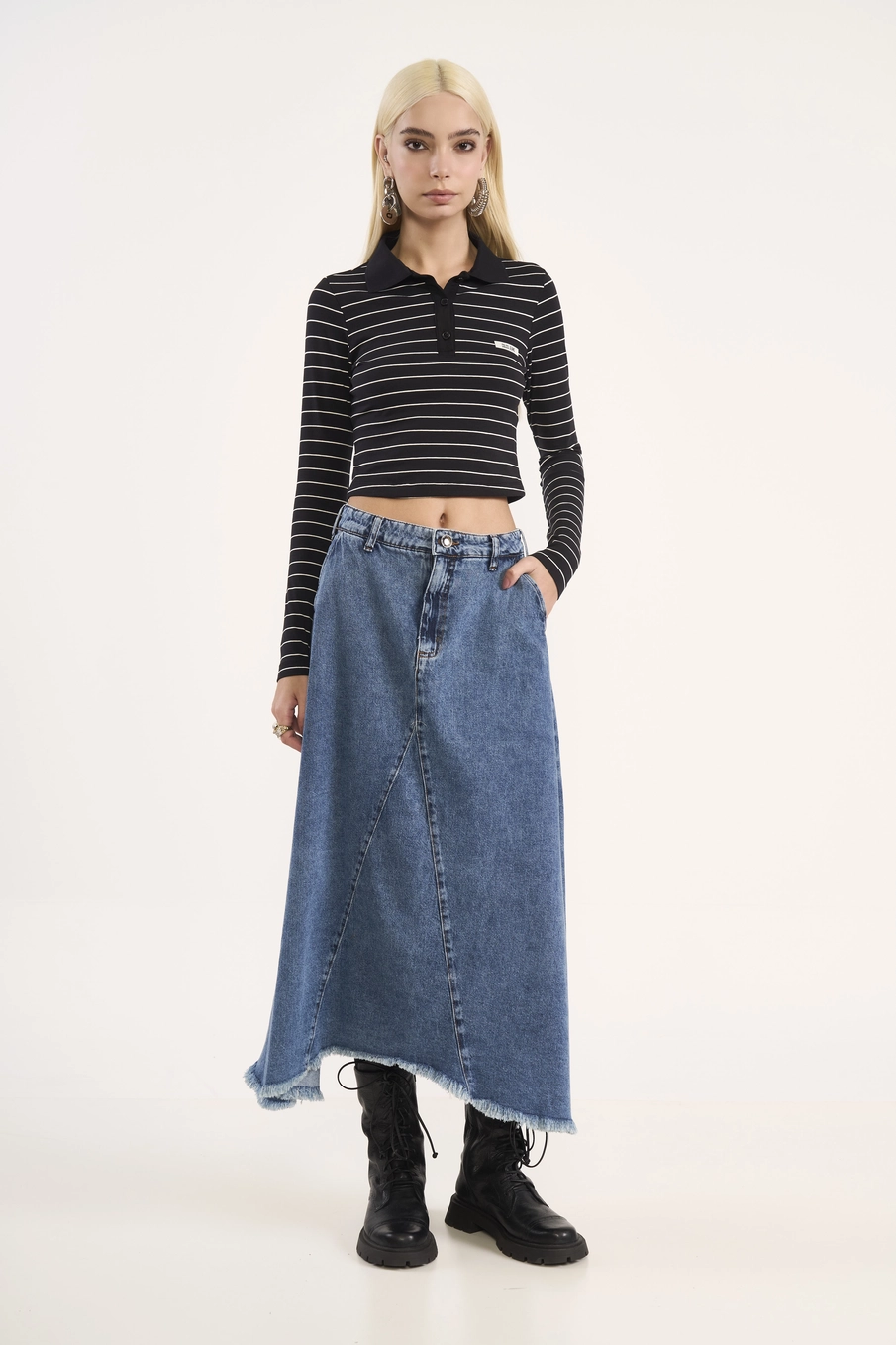 Polo Cropped Listrada Estampados