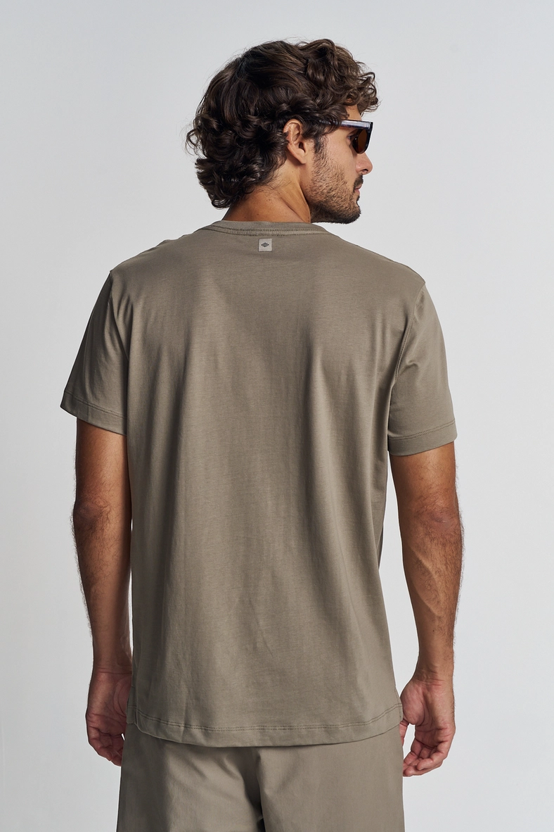 Camiseta Masculina Estampada Manga Curta Bege 3