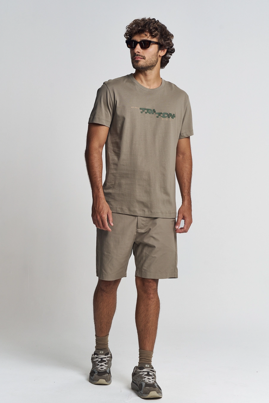 Camiseta Masculina Estampada Manga Curta Bege 1