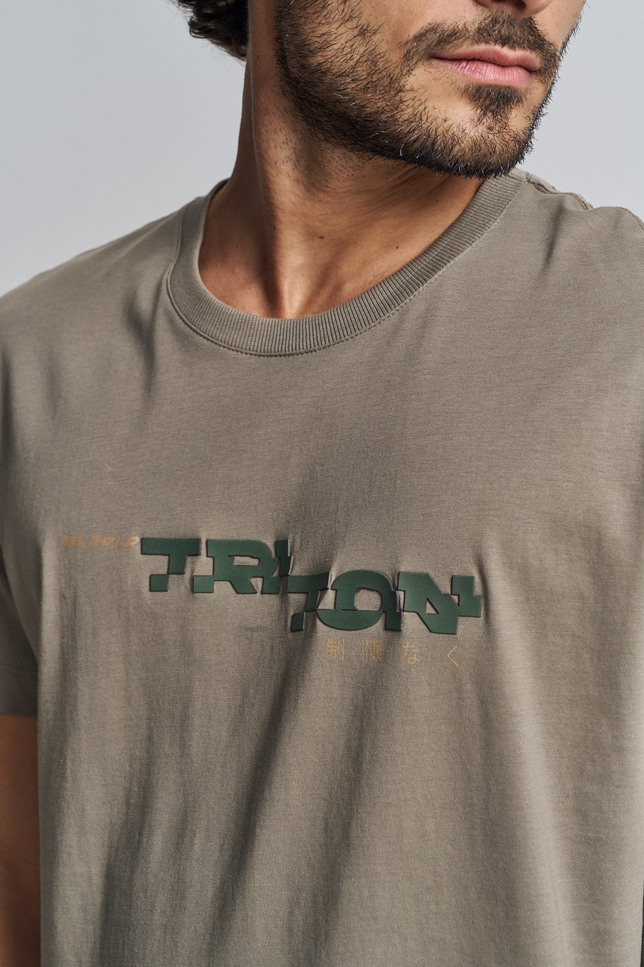Camiseta Masculina Estampada Manga Curta Bege 4