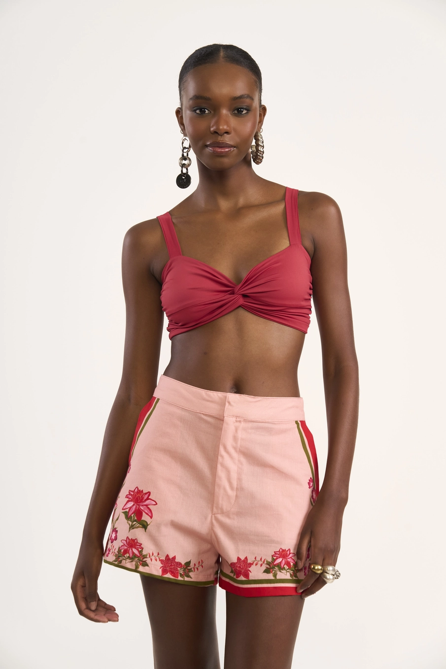 Top De Alças Com Nó Frontal Vermelho
